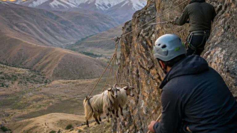 Tunceli'de 70 metre yükseklikte mahsur kalan keçiler amatör dağcılar tarafından kurtarıldı